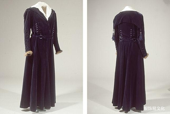 海事丝绒连衣裙，约。 1910年