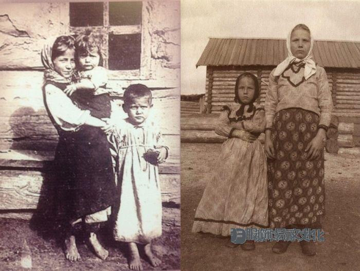 穿着俄罗斯民族服装的孩子们照片