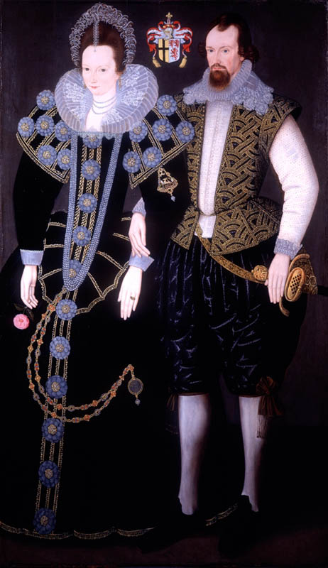 雷金纳德·莫亨爵士，第一代博康诺克男爵 (c1564–1639)，国会议员，和他的第三任妻子多萝西·查德利 (Dorothy Chudleigh)