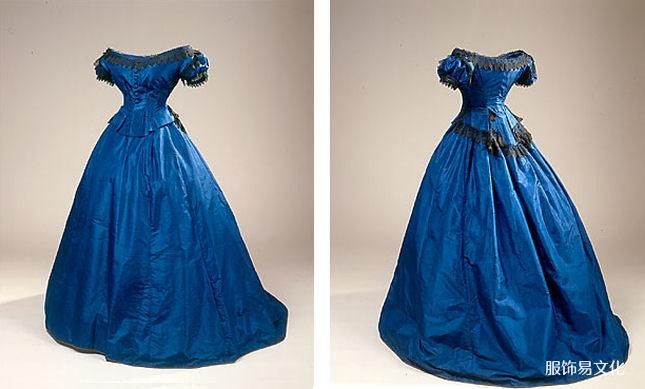 蓝色舞会礼服，1870 年代
