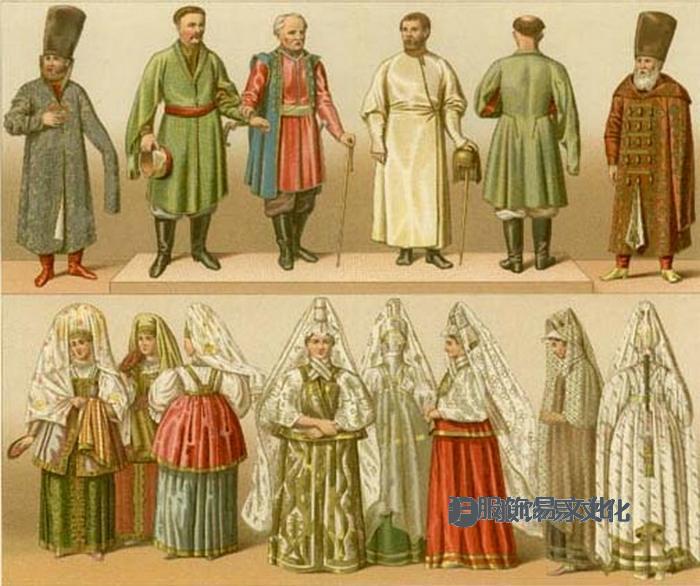贵族们穿着华丽的多层衣服，上面绣着护身符。