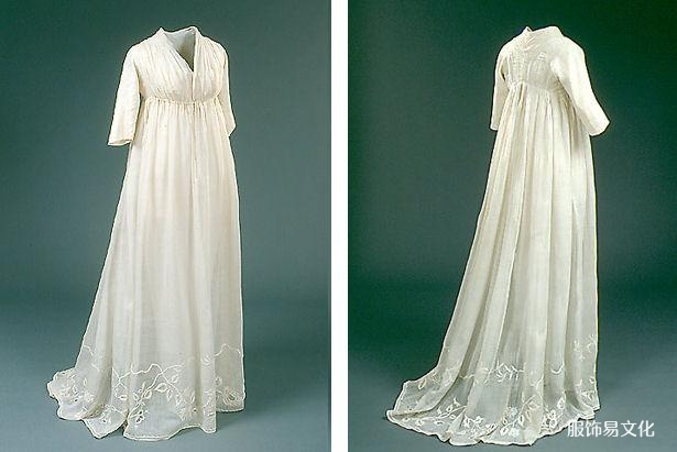 白色婚纱，睡裙，约。 1797年