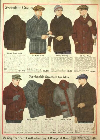 1919 年男士冬季毛衣。爱德华时代 - 在 vi​​ntagedancer.com