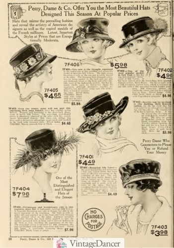外出时宽檐帽与西装和连衣裙搭配 - vintagedancer.com