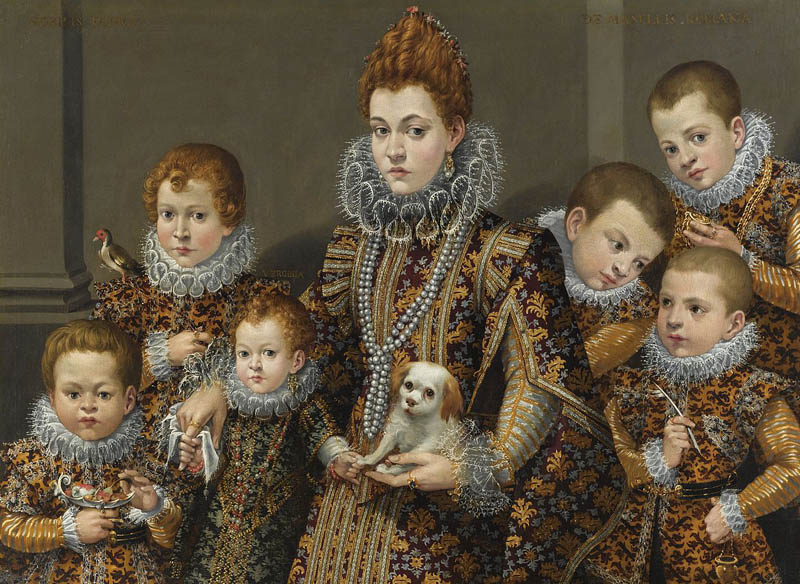 Bianca degli Utili Maselli 和她的 6 个孩子