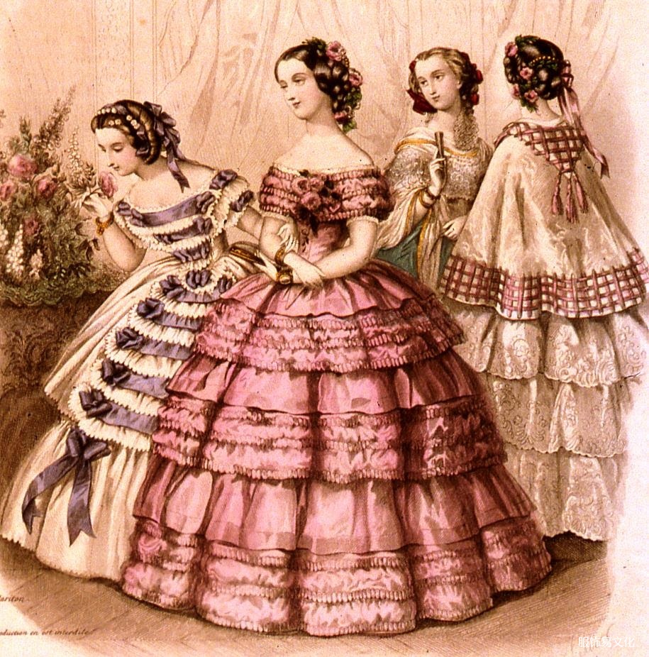 浪漫主义时期服装1848-1862：荷叶边连衣裙