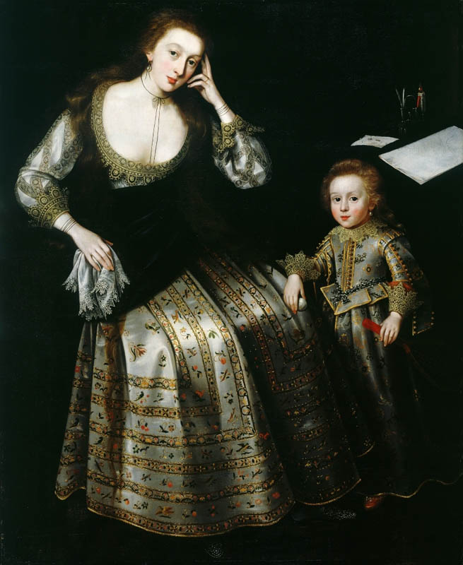 弗朗西斯，威洛比夫人和她的儿子弗朗西斯勋爵，萨福克郡帕勒姆的第五任威洛比勋爵（1614-1666），手持网球拍