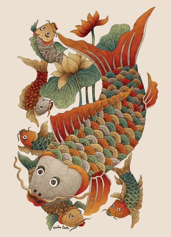 中国元素鱼图案