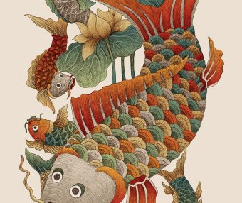 中国元素鱼图案